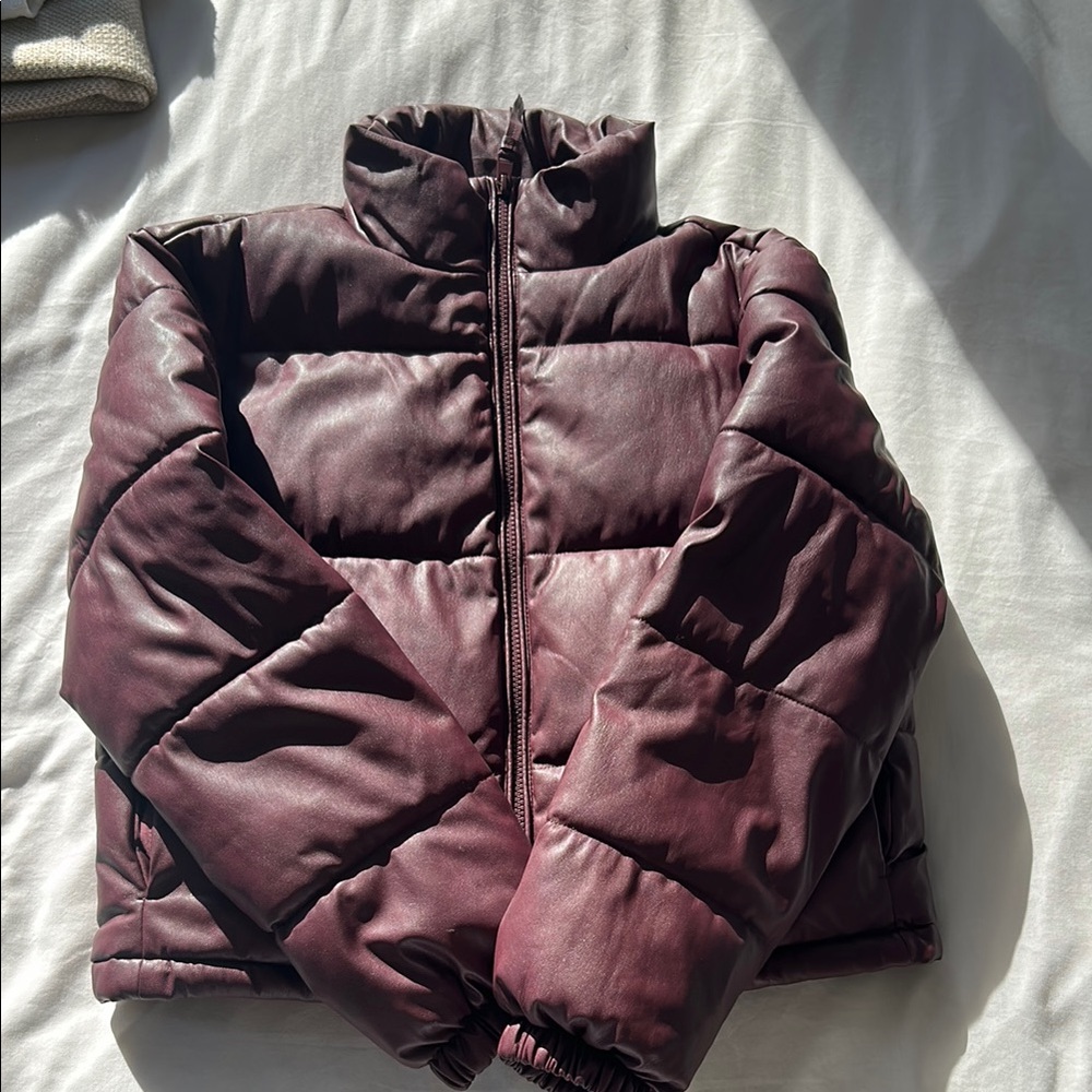 Women's Burgundy Puffer Jacket